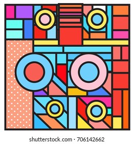 Trendy geometric elements memphis greeting cards design. Retro style texture, pattern and elements. Retro abstract pattern poster and cover design template for summer holiday season.