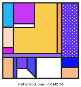 Trendy geometric elements memphis greeting cards design. Retro style texture, pattern and elements. Retro abstract pattern poster and cover design template for summer holiday season.