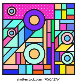 Trendy geometric elements memphis greeting cards design. Retro style texture, pattern and elements. Retro abstract pattern poster and cover design template for summer holiday season.