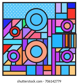 Trendy geometric elements memphis greeting cards design. Retro style texture, pattern and elements. Retro abstract pattern poster and cover design template for summer holiday season.