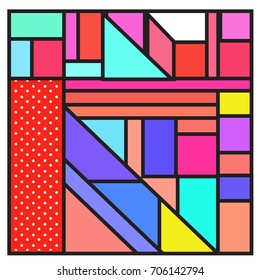 Trendy geometric elements memphis greeting cards design. Retro style texture, pattern and elements. Retro abstract pattern poster and cover design template for summer holiday season.