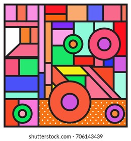 Trendy geometric elements memphis greeting cards design. Retro style texture, pattern and elements. Retro abstract pattern poster and cover design template for summer holiday season.