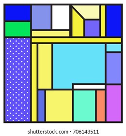 Trendy geometric elements memphis greeting cards design. Retro style texture, pattern and elements. Retro abstract pattern poster and cover design template for summer holiday season.