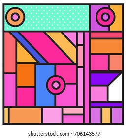 Trendy geometric elements memphis greeting cards design. Retro style texture, pattern and elements. Retro abstract pattern poster and cover design template for summer holiday season.