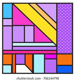 Trendy geometric elements memphis greeting cards design. Retro style texture, pattern and elements. Retro abstract pattern poster and cover design template for summer holiday season.