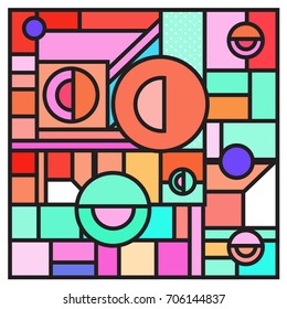 Trendy geometric elements memphis greeting cards design. Retro style texture, pattern and elements. Retro abstract pattern poster and cover design template for summer holiday season.