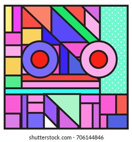 Trendy geometric elements memphis greeting cards design. Retro style texture, pattern and elements. Retro abstract pattern poster and cover design template for summer holiday season.