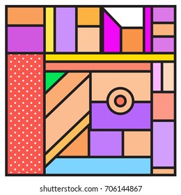 Trendy geometric elements memphis greeting cards design. Retro style texture, pattern and elements. Retro abstract pattern poster and cover design template for summer holiday season.
