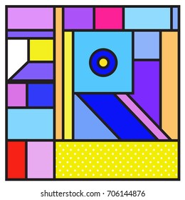 Trendy geometric elements memphis greeting cards design. Retro style texture, pattern and elements. Retro abstract pattern poster and cover design template for summer holiday season.