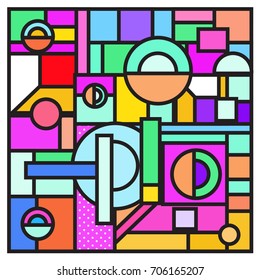 Trendy geometric elements memphis greeting cards design. Retro style texture, pattern and elements. Retro abstract pattern poster and cover design template for summer holiday season.