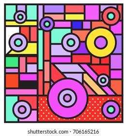 Trendy geometric elements memphis greeting cards design. Retro style texture, pattern and elements. Retro abstract pattern poster and cover design template for summer holiday season.