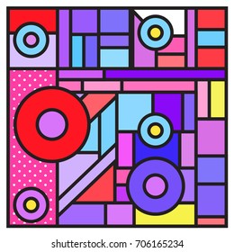 Trendy geometric elements memphis greeting cards design. Retro style texture, pattern and elements. Retro abstract pattern poster and cover design template for summer holiday season.