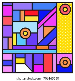 Trendy geometric elements memphis greeting cards design. Retro style texture, pattern and elements. Retro abstract pattern poster and cover design template for summer holiday season.