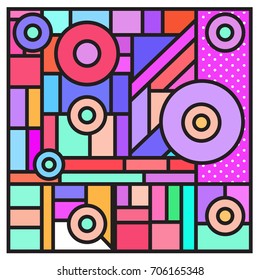 Trendy geometric elements memphis greeting cards design. Retro style texture, pattern and elements. Retro abstract pattern poster and cover design template for summer holiday season.
