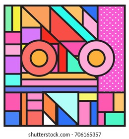 Trendy geometric elements memphis greeting cards design. Retro style texture, pattern and elements. Retro abstract pattern poster and cover design template for summer holiday season.
