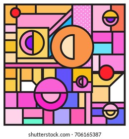 Trendy geometric elements memphis greeting cards design. Retro style texture, pattern and elements. Retro abstract pattern poster and cover design template for summer holiday season.