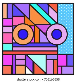 Trendy geometric elements memphis greeting cards design. Retro style texture, pattern and elements. Retro abstract pattern poster and cover design template for summer holiday season.