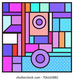 Trendy geometric elements memphis greeting cards design. Retro style texture, pattern and elements. Retro abstract pattern poster and cover design template for summer holiday season.