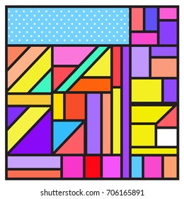 Trendy geometric elements memphis greeting cards design. Retro style texture, pattern and elements. Retro abstract pattern poster and cover design template for summer holiday season.