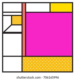 Trendy geometric elements memphis greeting cards design. Retro style texture, pattern and elements. Retro abstract pattern poster and cover design template for summer holiday season.