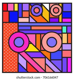 Trendy geometric elements memphis greeting cards design. Retro style texture, pattern and elements. Retro abstract pattern poster and cover design template for summer holiday season.