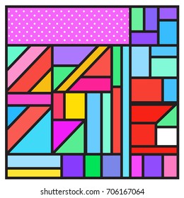 Trendy geometric elements memphis greeting cards design. Retro style texture, pattern and elements. Retro abstract pattern poster and cover design template for summer holiday season.