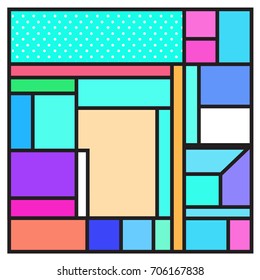 Trendy geometric elements memphis greeting cards design. Retro style texture, pattern and elements. Retro abstract pattern poster and cover design template for summer holiday season.