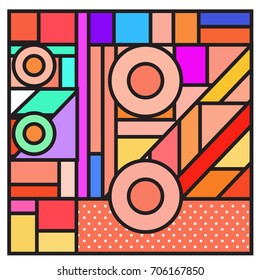 Trendy geometric elements memphis greeting cards design. Retro style texture, pattern and elements. Retro abstract pattern poster and cover design template for summer holiday season.