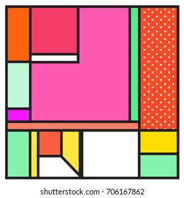 Trendy geometric elements memphis greeting cards design. Retro style texture, pattern and elements. Retro abstract pattern poster and cover design template for summer holiday season.