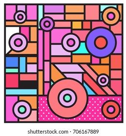 Trendy geometric elements memphis greeting cards design. Retro style texture, pattern and elements. Retro abstract pattern poster and cover design template for summer holiday season.