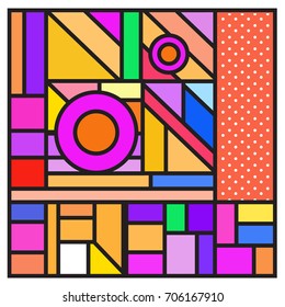 Trendy geometric elements memphis greeting cards design. Retro style texture, pattern and elements. Retro abstract pattern poster and cover design template for summer holiday season.