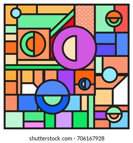 Trendy geometric elements memphis greeting cards design. Retro style texture, pattern and elements. Retro abstract pattern poster and cover design template for summer holiday season.