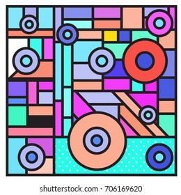 Trendy geometric elements memphis greeting cards design. Retro style texture, pattern and elements. Retro abstract pattern poster and cover design template for summer holiday season.