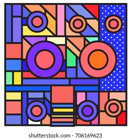 Trendy geometric elements memphis greeting cards design. Retro style texture, pattern and elements. Retro abstract pattern poster and cover design template for summer holiday season.