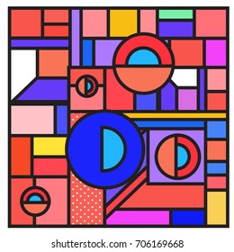 Trendy geometric elements memphis greeting cards design. Retro style texture, pattern and elements. Retro abstract pattern poster and cover design template for summer holiday season.