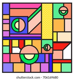 Trendy geometric elements memphis greeting cards design. Retro style texture, pattern and elements. Retro abstract pattern poster and cover design template for summer holiday season.