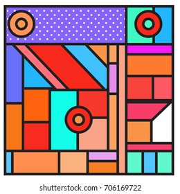 Trendy geometric elements memphis greeting cards design. Retro style texture, pattern and elements. Retro abstract pattern poster and cover design template for summer holiday season.