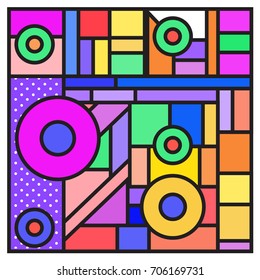 Trendy geometric elements memphis greeting cards design. Retro style texture, pattern and elements. Retro abstract pattern poster and cover design template for summer holiday season.