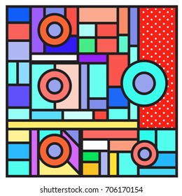 Trendy geometric elements memphis greeting cards design. Retro style texture, pattern and elements. Retro abstract pattern poster and cover design template for summer holiday season.