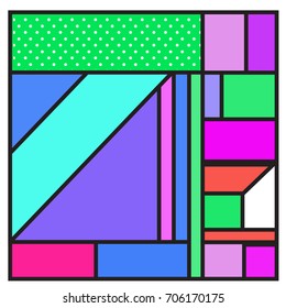 Trendy geometric elements memphis greeting cards design. Retro style texture, pattern and elements. Retro abstract pattern poster and cover design template for summer holiday season.