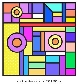 Trendy geometric elements memphis greeting cards design. Retro style texture, pattern and elements. Retro abstract pattern poster and cover design template for summer holiday season.