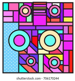 Trendy geometric elements memphis greeting cards design. Retro style texture, pattern and elements. Retro abstract pattern poster and cover design template for summer holiday season.