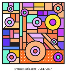Trendy geometric elements memphis greeting cards design. Retro style texture, pattern and elements. Retro abstract pattern poster and cover design template for summer holiday season.