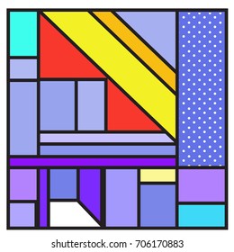 Trendy geometric elements memphis greeting cards design. Retro style texture, pattern and elements. Retro abstract pattern poster and cover design template for summer holiday season.