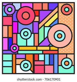 Trendy geometric elements memphis greeting cards design. Retro style texture, pattern and elements. Retro abstract pattern poster and cover design template for summer holiday season.