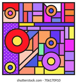 Trendy geometric elements memphis greeting cards design. Retro style texture, pattern and elements. Retro abstract pattern poster and cover design template for summer holiday season.