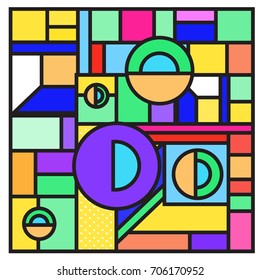 Trendy geometric elements memphis greeting cards design. Retro style texture, pattern and elements. Retro abstract pattern poster and cover design template for summer holiday season.