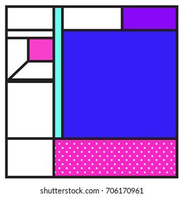 Trendy geometric elements memphis greeting cards design. Retro style texture, pattern and elements. Retro abstract pattern poster and cover design template for summer holiday season.