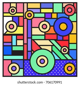 Trendy geometric elements memphis greeting cards design. Retro style texture, pattern and elements. Retro abstract pattern poster and cover design template for summer holiday season.