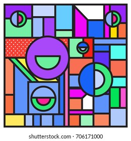 Trendy geometric elements memphis greeting cards design. Retro style texture, pattern and elements. Retro abstract pattern poster and cover design template for summer holiday season.